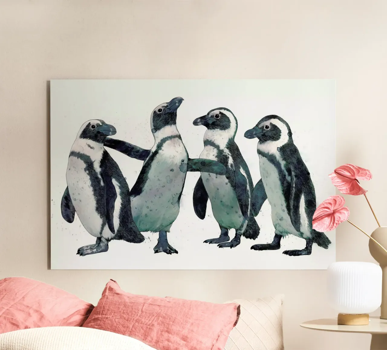 Penguins alluminio dibond da Laura Graves