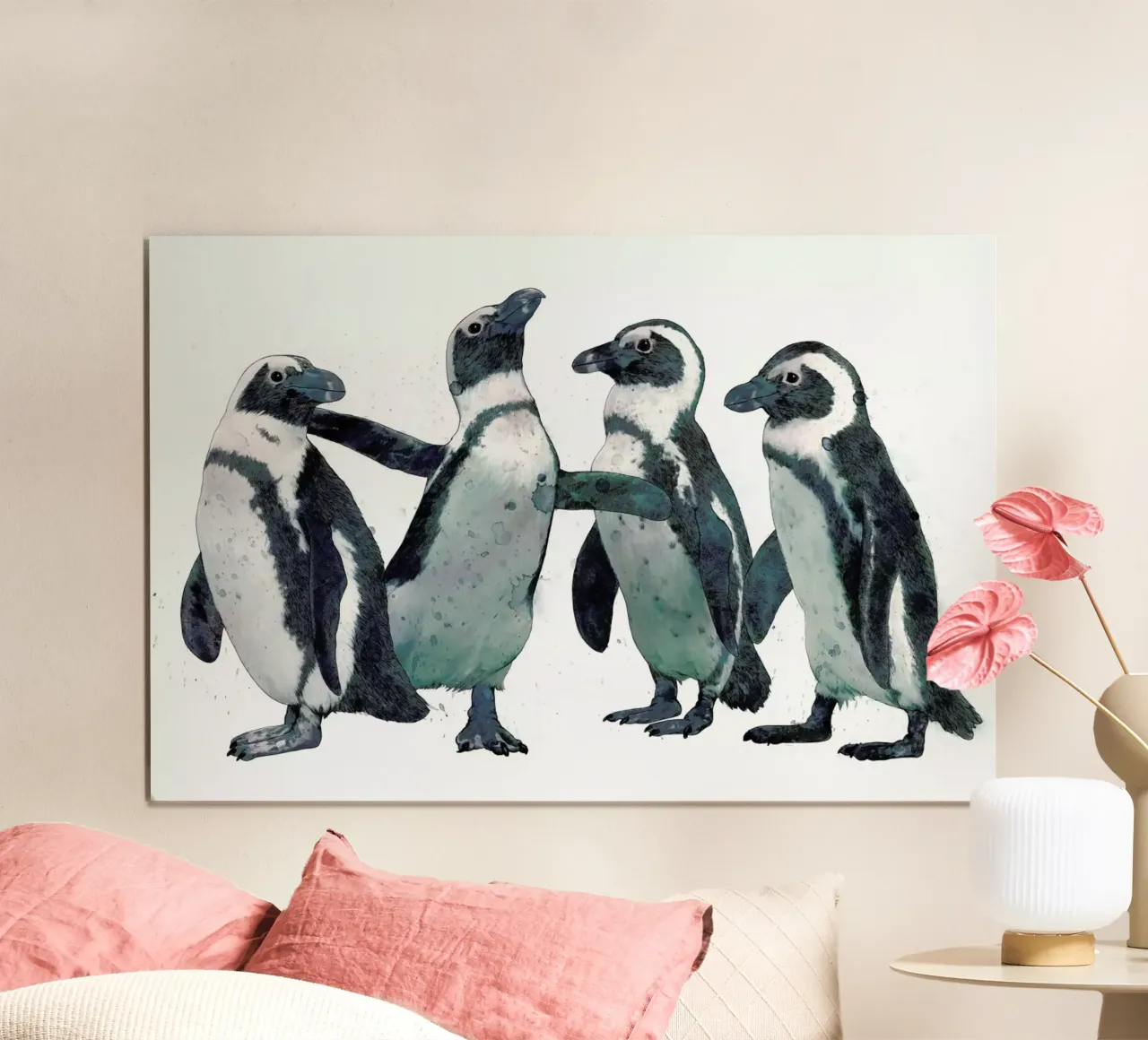 Penguins poster con telaio in alluminio da Laura Graves