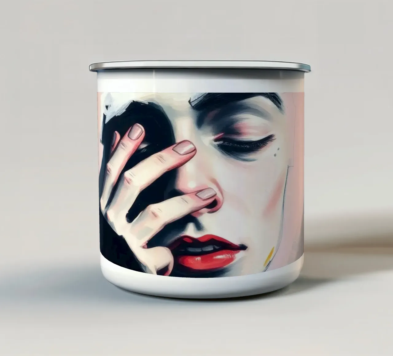 Espressione di emozioni catturate attraverso l'arte tazza in smalto da DesignDoodle