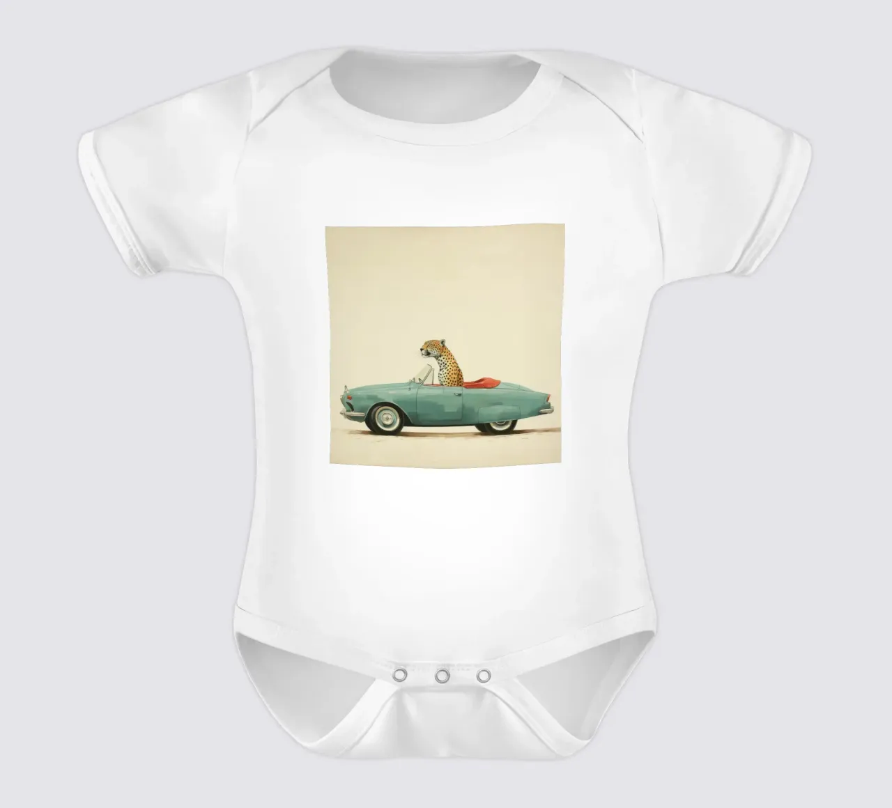 Jaguar minimale body neonato maniche corte da Minimal Animal Art
