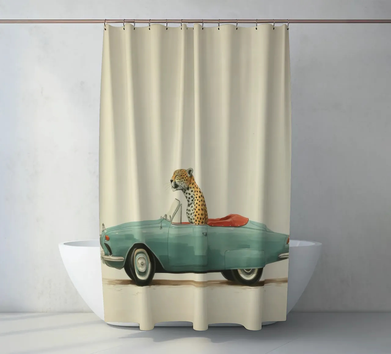 Minimal Jaguar shower curtain by Minimal Animal Art