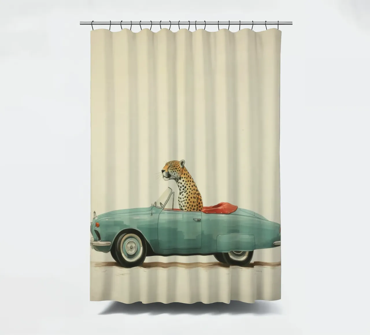 Minimal Jaguar shower curtain by Minimal Animal Art