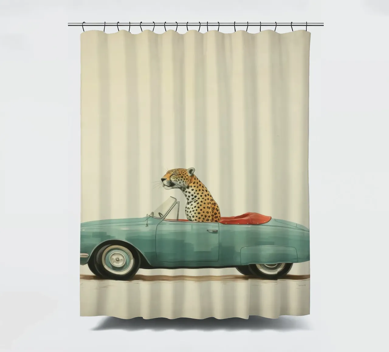 Minimal Jaguar shower curtain by Minimal Animal Art