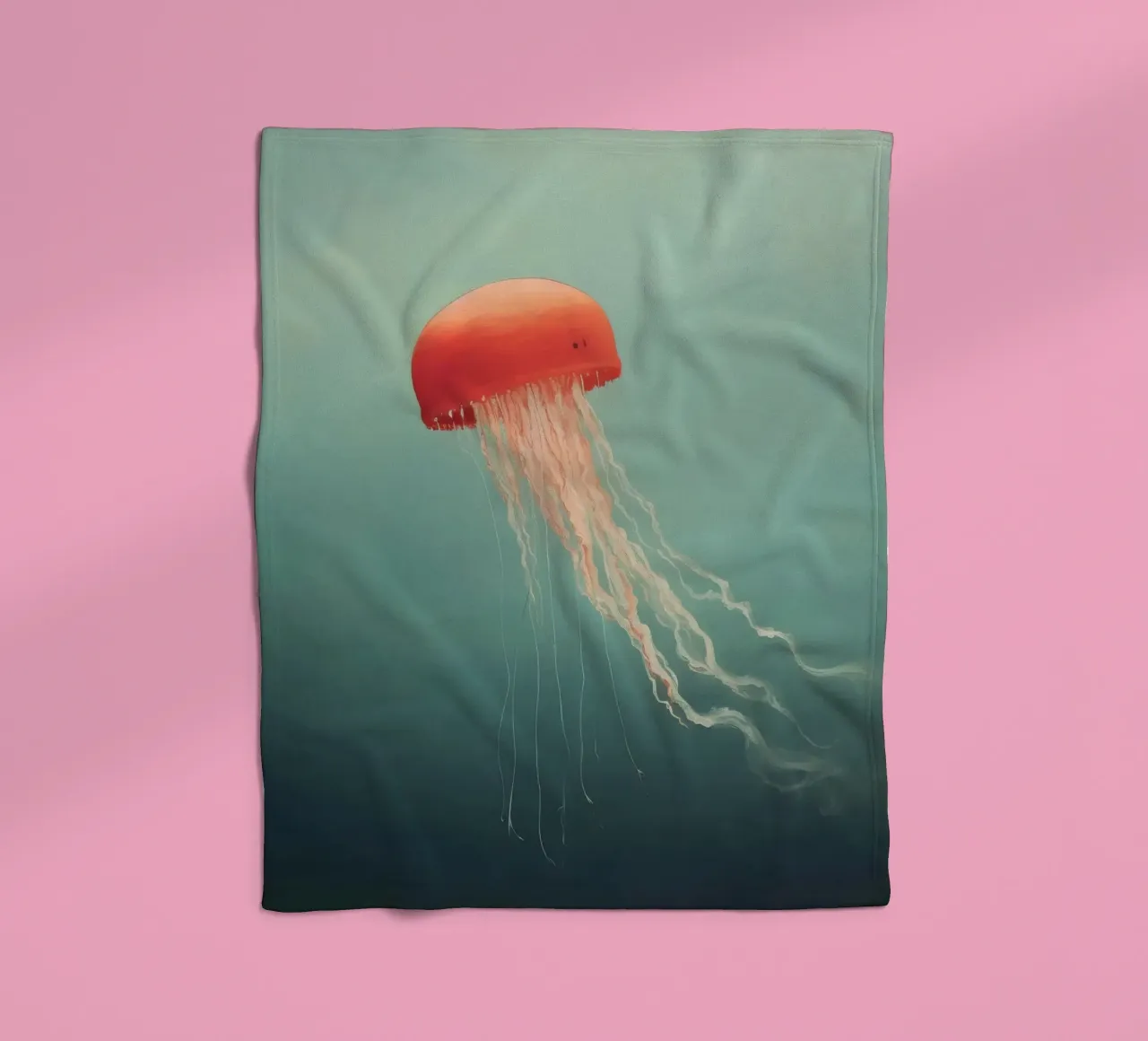 Minimal Jellyfish 2 fleece blanket by Minimal Animal Art