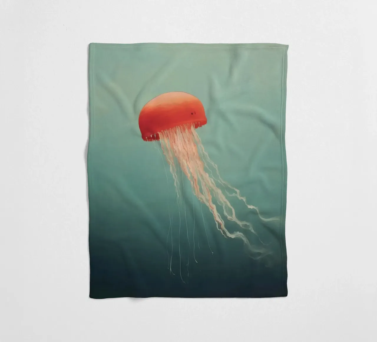 Minimal Jellyfish 2 fleece blanket by Minimal Animal Art