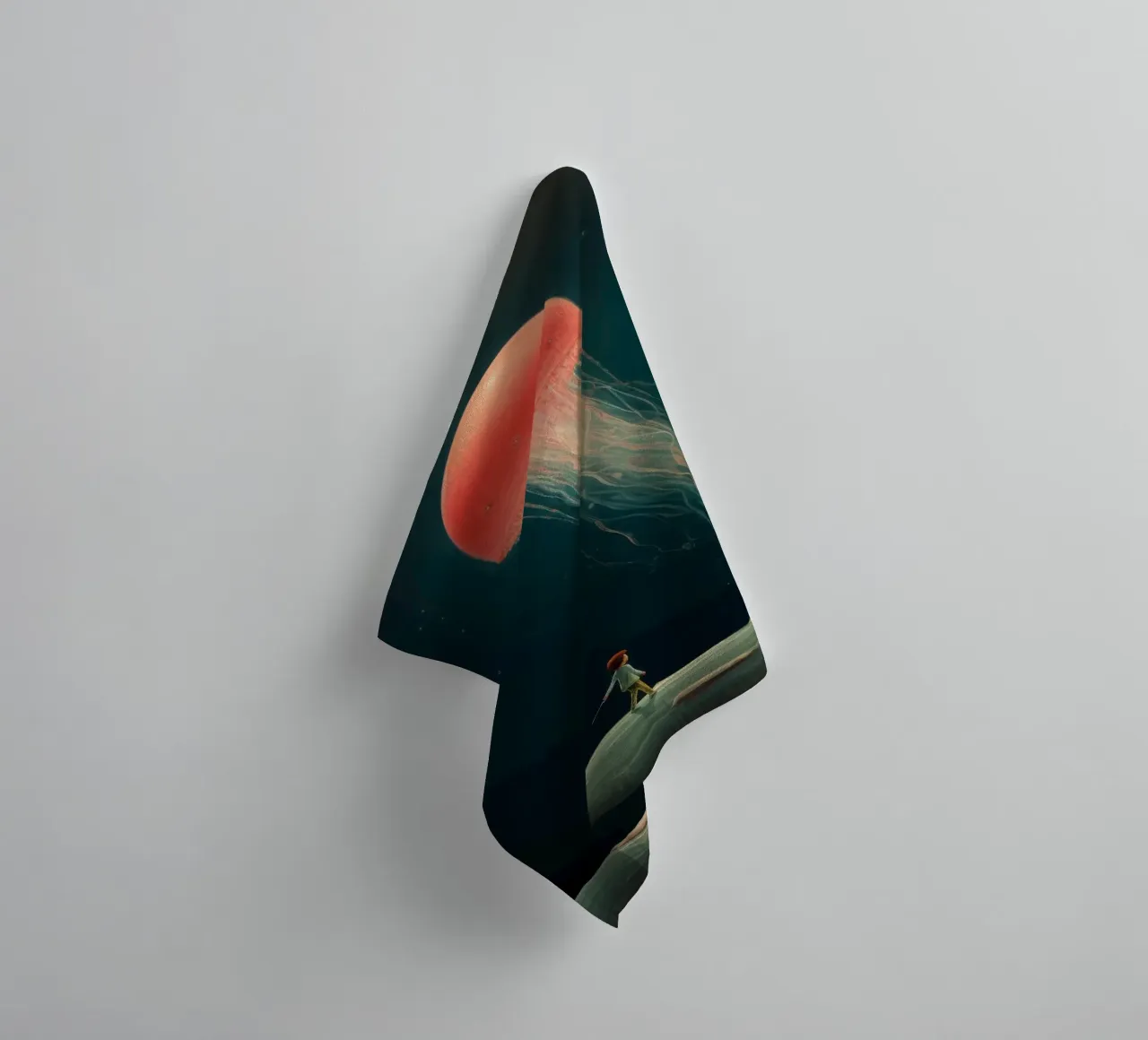 Minimal Jellyfish 3 towel by Minimal Animal Art