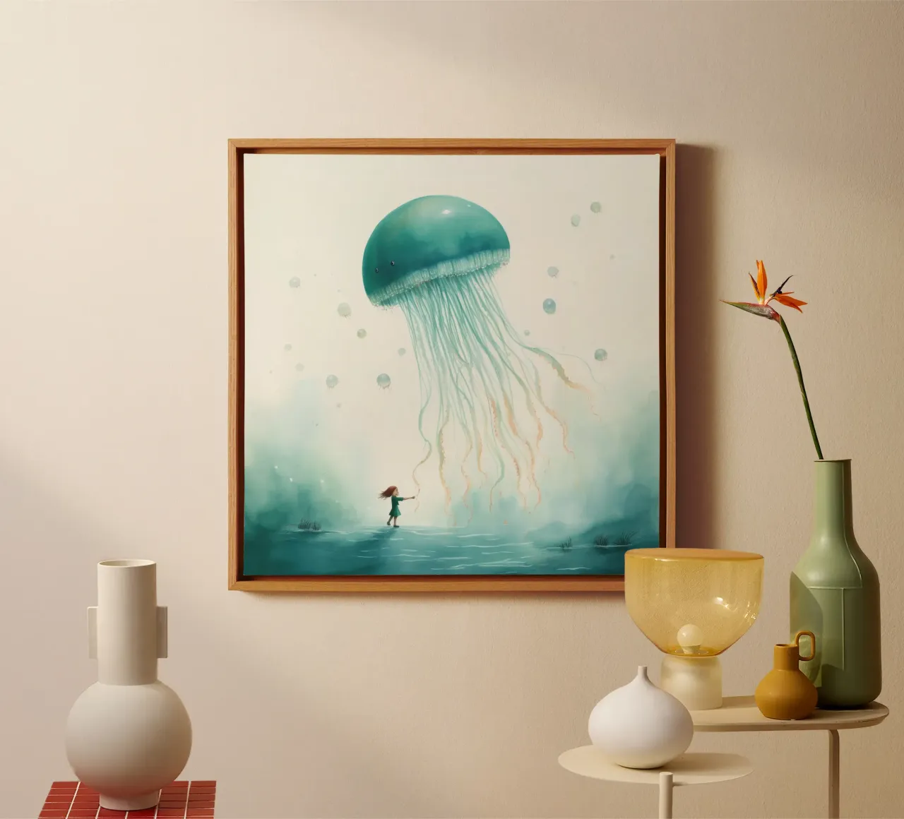 Minimal Jellyfish 4 canvas by Minimal Animal Art