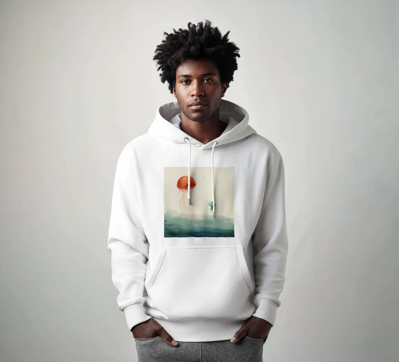 Medusa minima 1 felpa con cappuccio da Minimal Animal Art