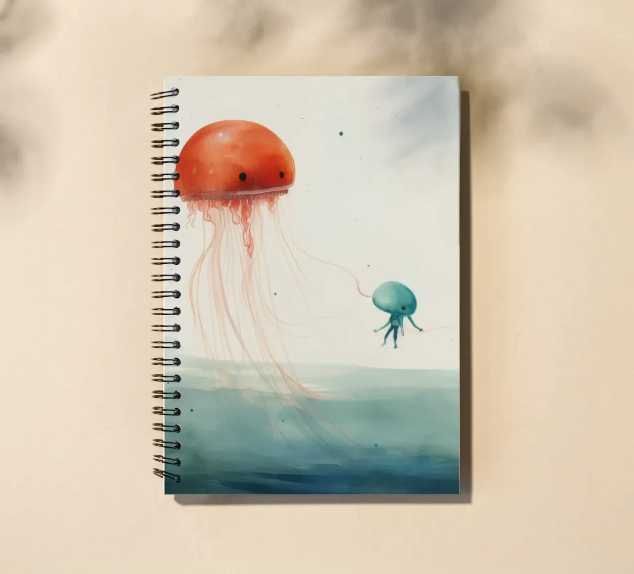 Minimal Jellyfish 1 spiral notebook by Minimal Animal Art