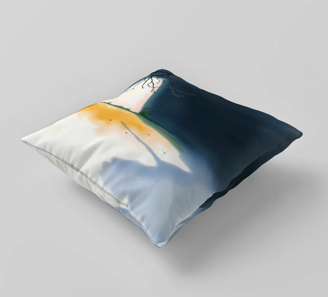 Illuminated patch of ground under a dark sky decorative cushion by DesignDoodle