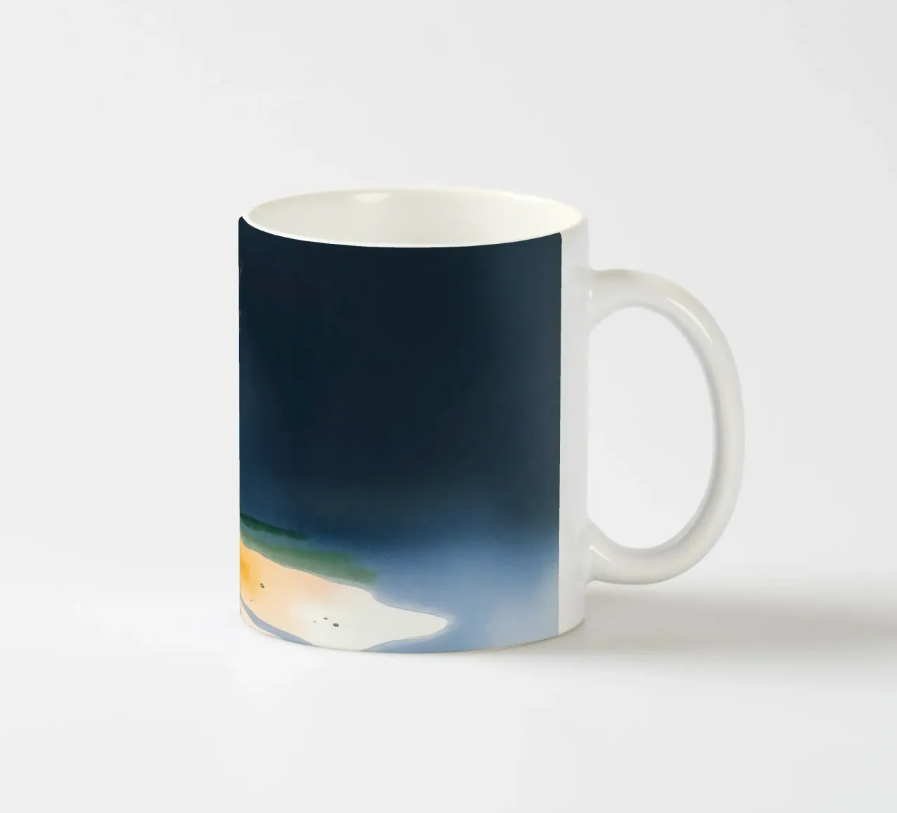 Illuminated patch of ground under a dark sky ceramic mug by DesignDoodle