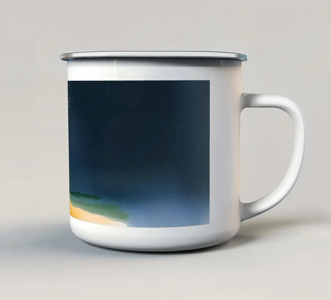 Illuminated patch of ground under a dark sky enamel mug by DesignDoodle