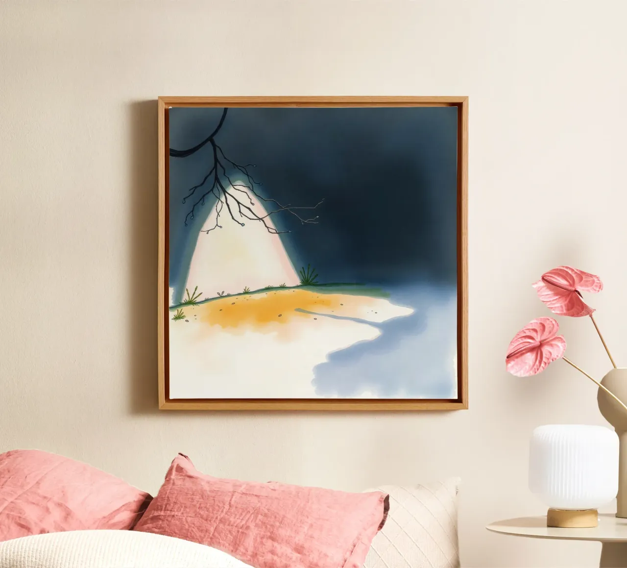 Illuminated patch of ground under a dark sky canvas by DesignDoodle