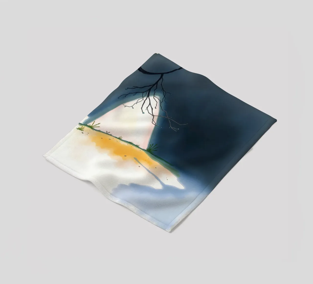 Illuminated patch of ground under a dark sky fleece blanket by DesignDoodle