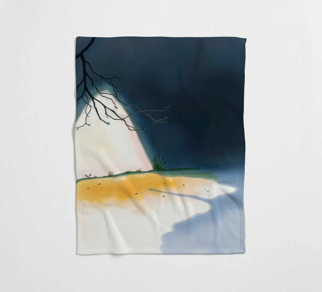 Illuminated patch of ground under a dark sky fleece blanket by DesignDoodle