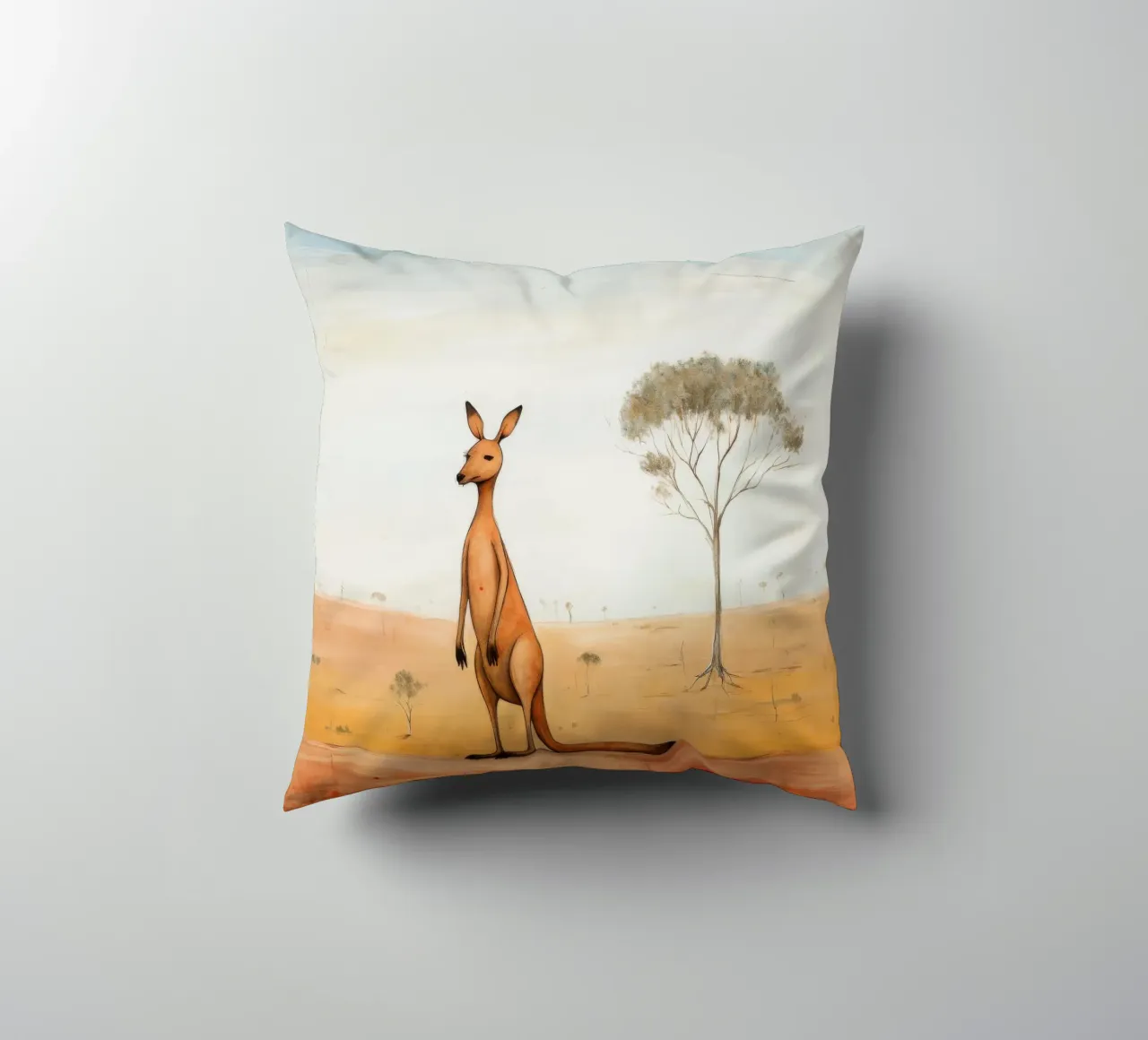 Minimal Kangaroo 2 decorative cushion by Minimal Animal Art