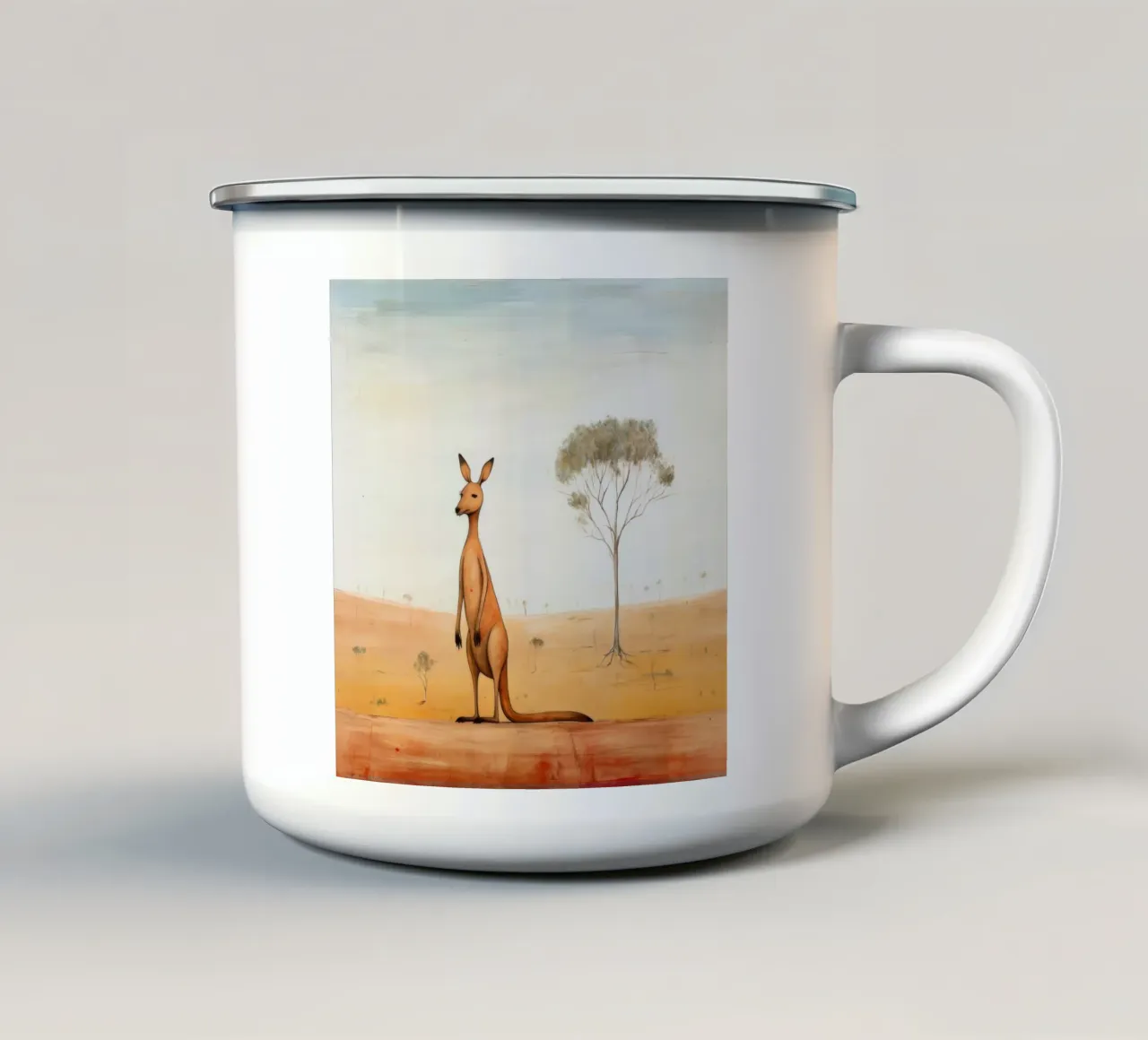 Canguro minimale 2 tazza in smalto da Minimal Animal Art