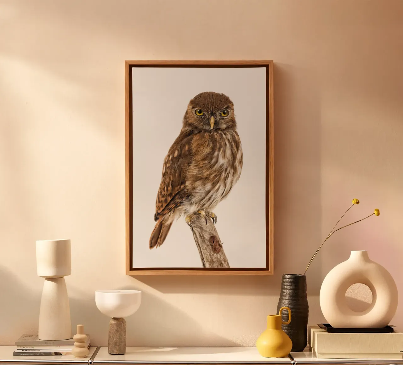 Tiny Wonder: Little Owl tela con Cornice a cassetta da Curious Collections by Marielle Leenders