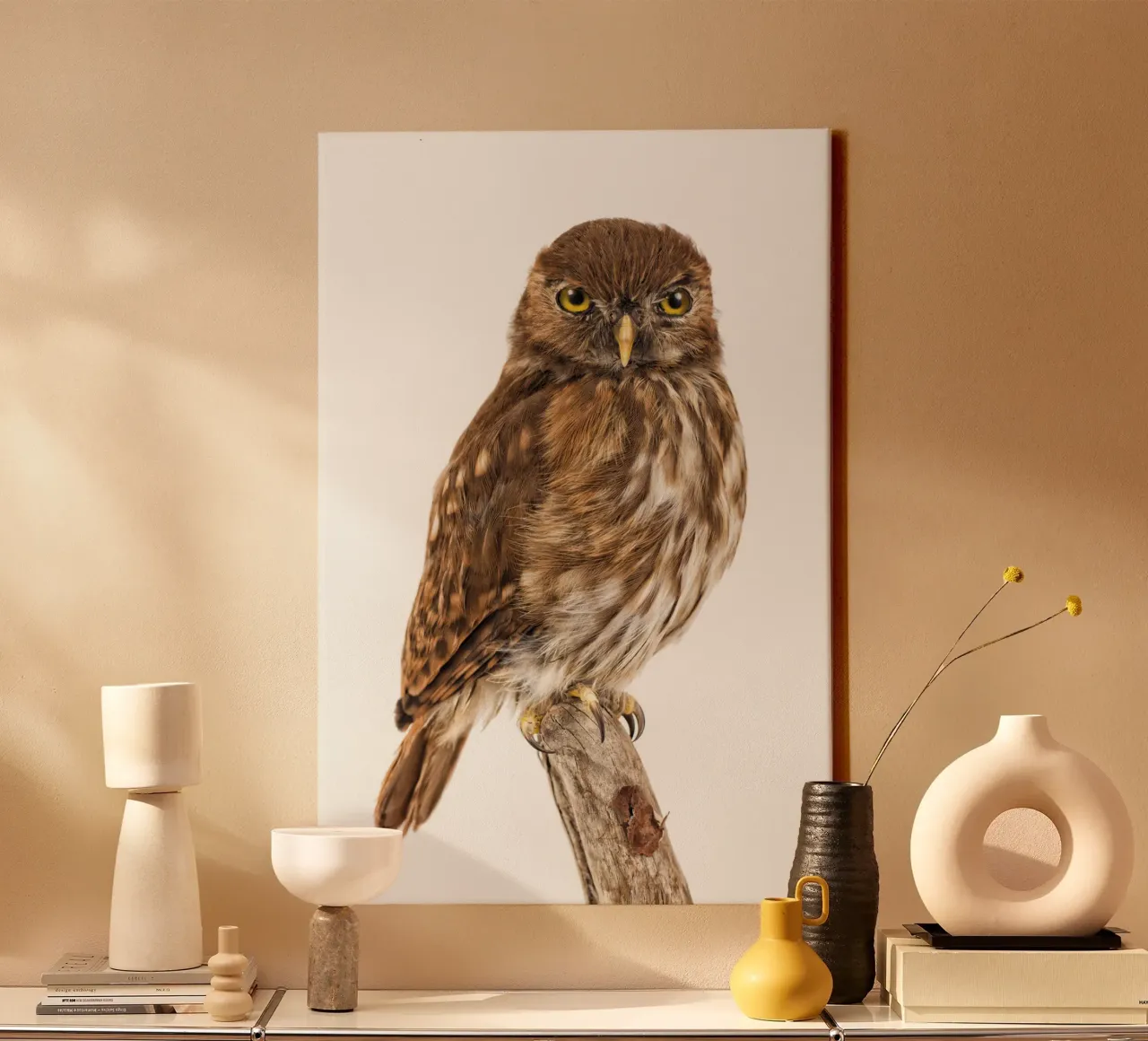 Tiny Wonder: Little Owl tela con Cornice a cassetta da Curious Collections by Marielle Leenders