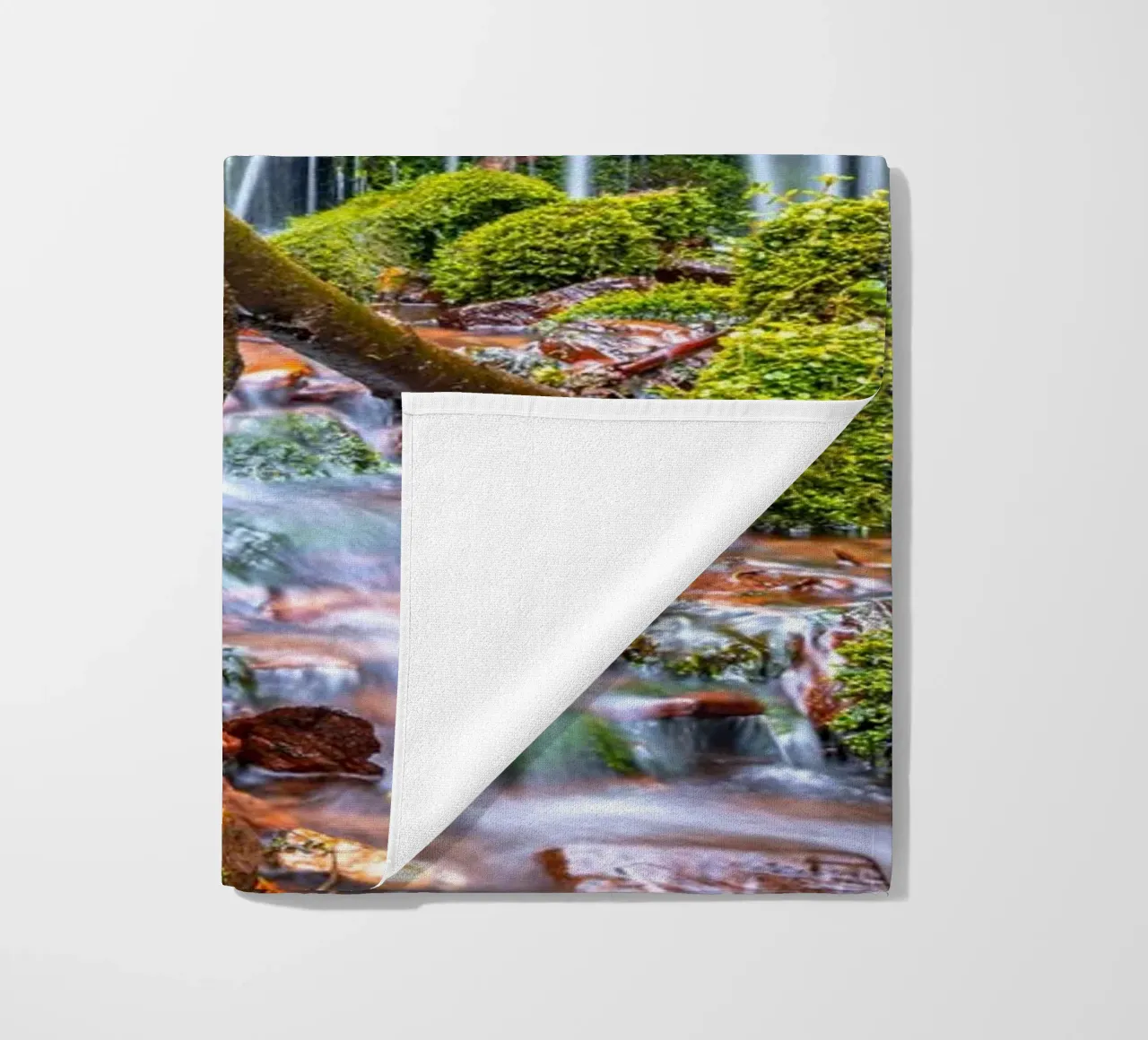 Small waterfall in the Schönjungferngrund in the Ore Mountains beach towel by Marcus Beckert | Fotografie