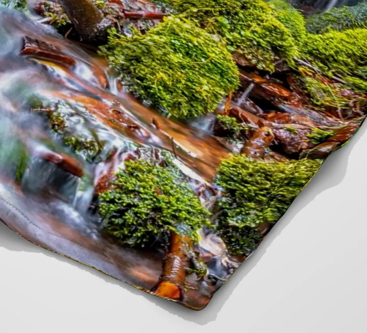 Small waterfall in the Schönjungferngrund in the Ore Mountains fleece blanket by Marcus Beckert | Fotografie