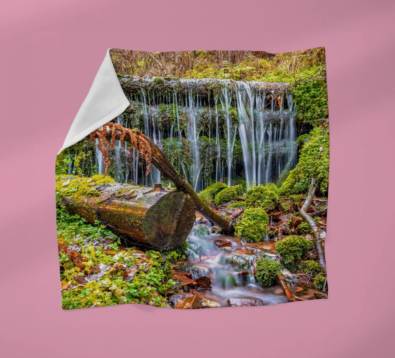 Small waterfall in the Schönjungferngrund in the Ore Mountains fleece blanket by Marcus Beckert | Fotografie