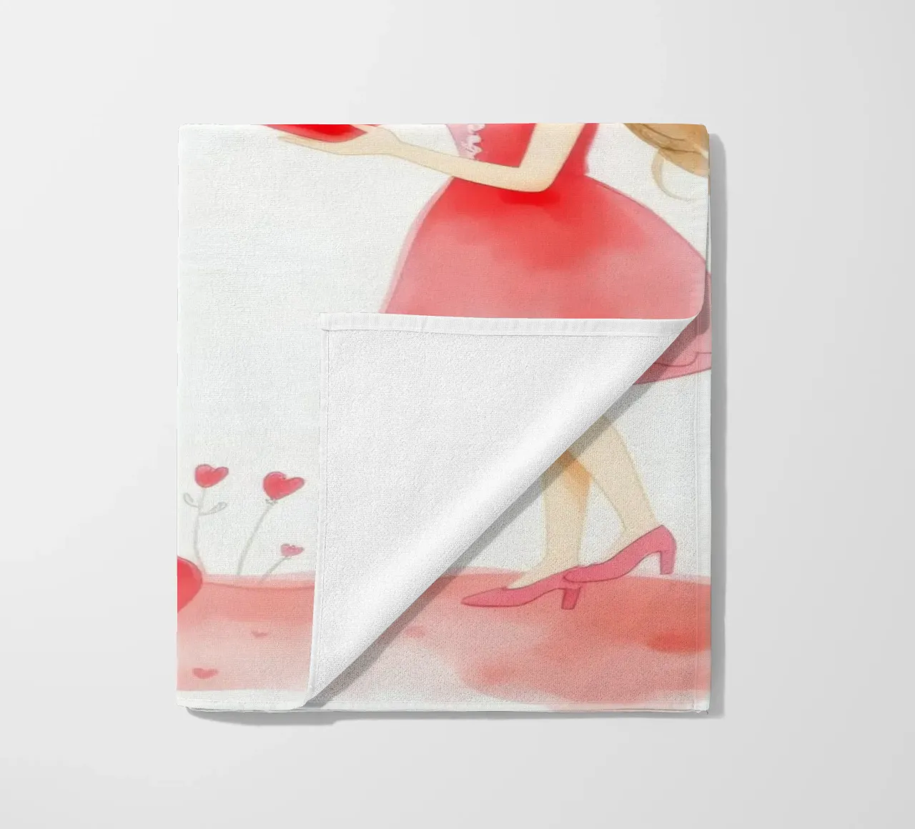 Young couple exchanging heart symbols in romantic atmosphaer beach towel by DesignDoodle