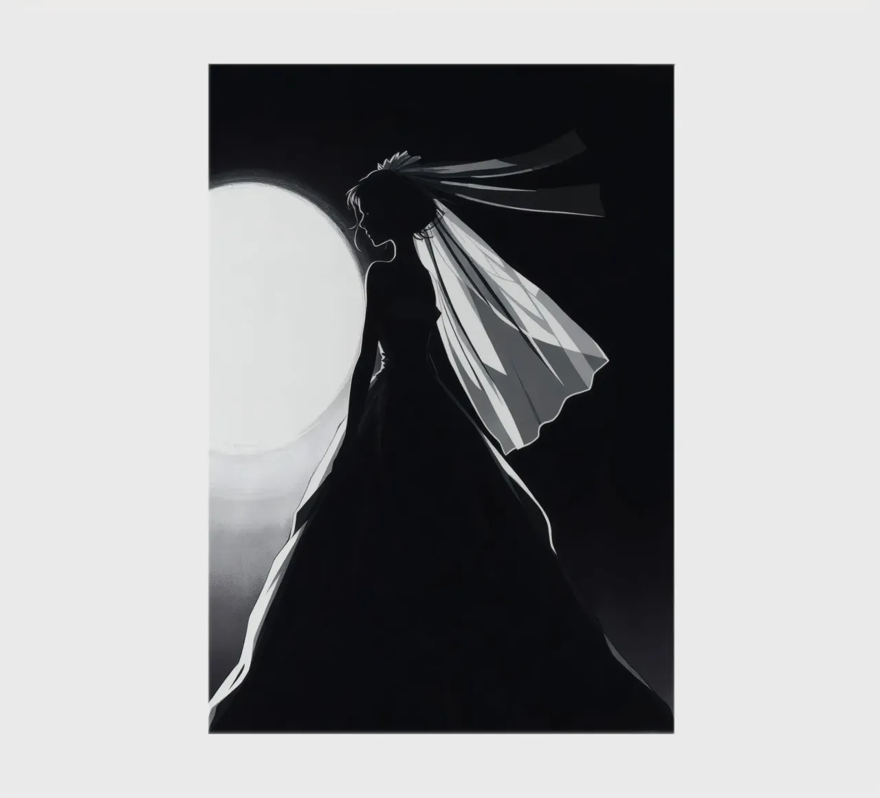 Bride in silhouette against full moon capturing the moment notebook by DesignDoodle