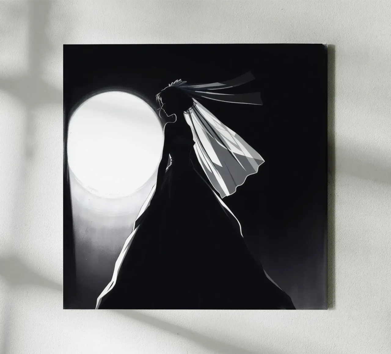 Bride in silhouette against full moon capturing the moment canvas with Floater frame by DesignDoodle