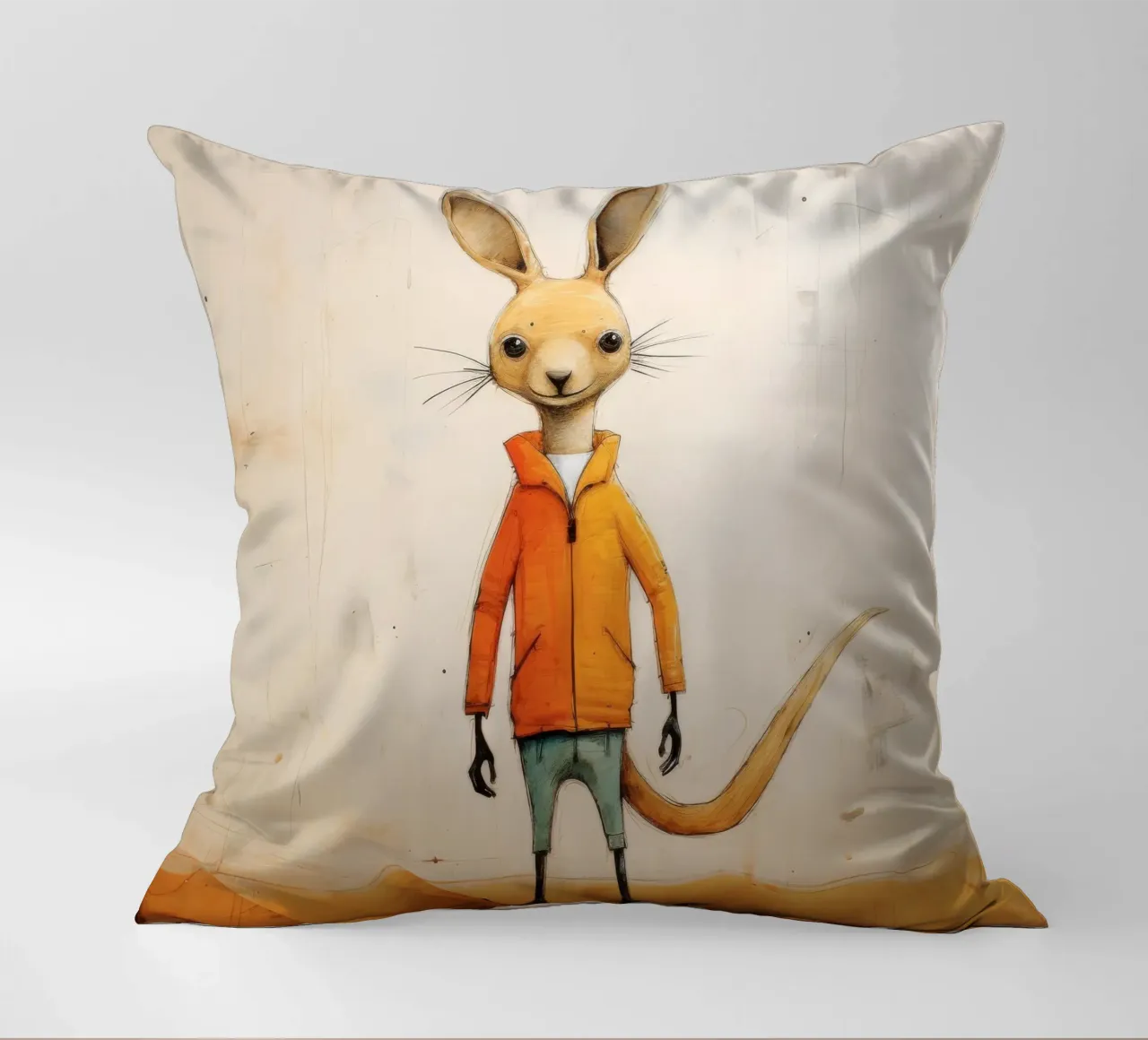 Minimal Kangaroo 3 decorative cushion by Minimal Animal Art