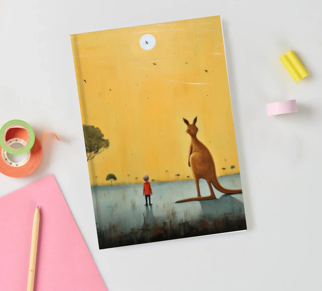 Minimal Kangaroo 4 notebook by Minimal Animal Art