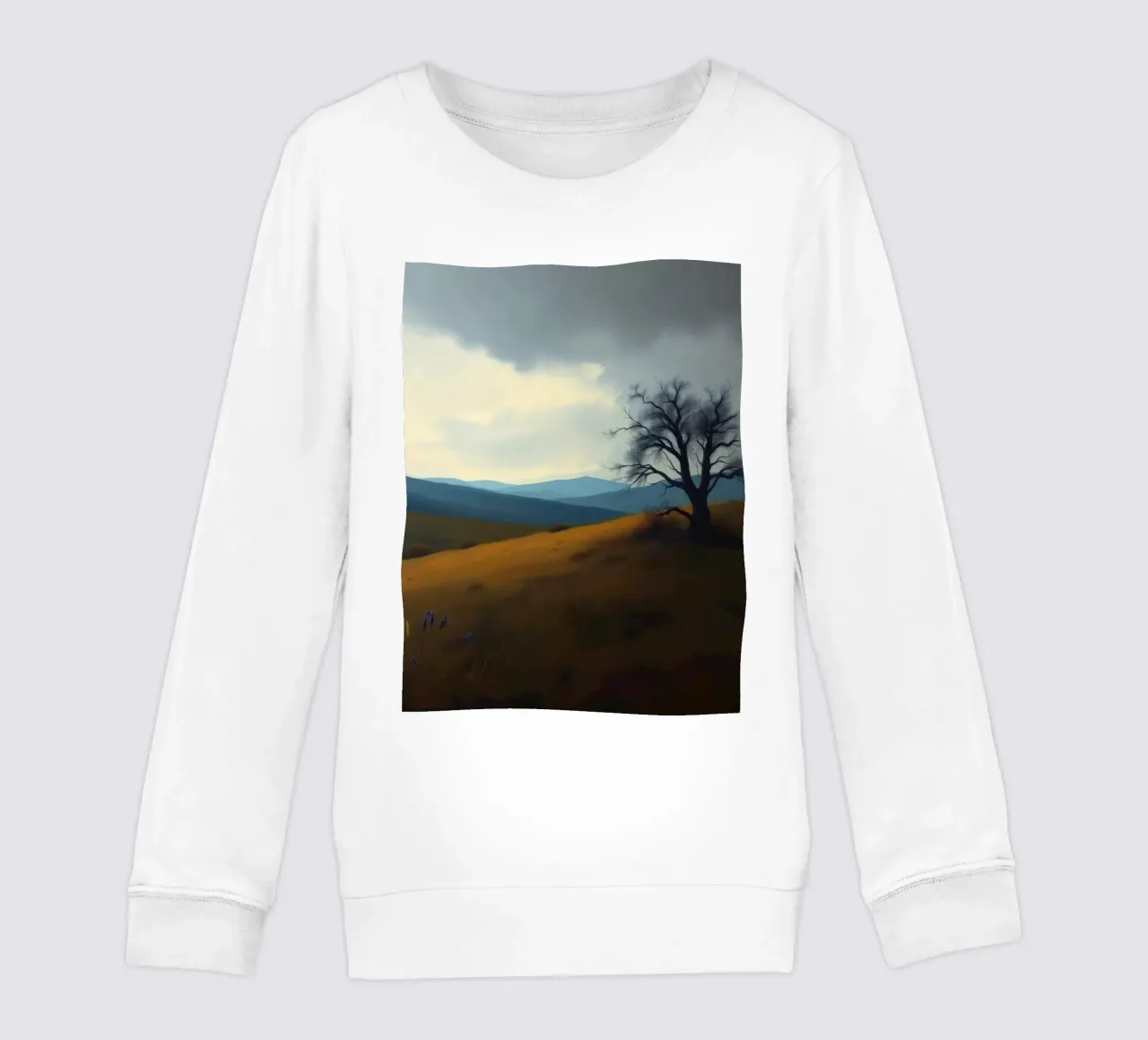 Paesaggio con un albero solitario su dolci colline felpa bambino da DesignDoodle
