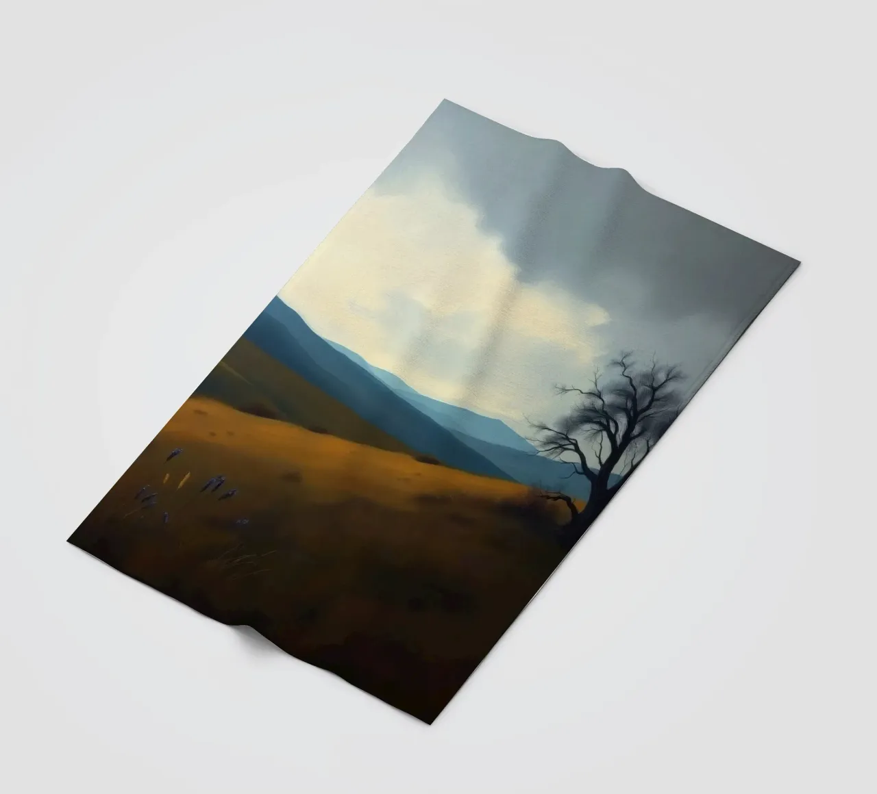 Paesaggio con un albero solitario su dolci colline coperta in pile da DesignDoodle