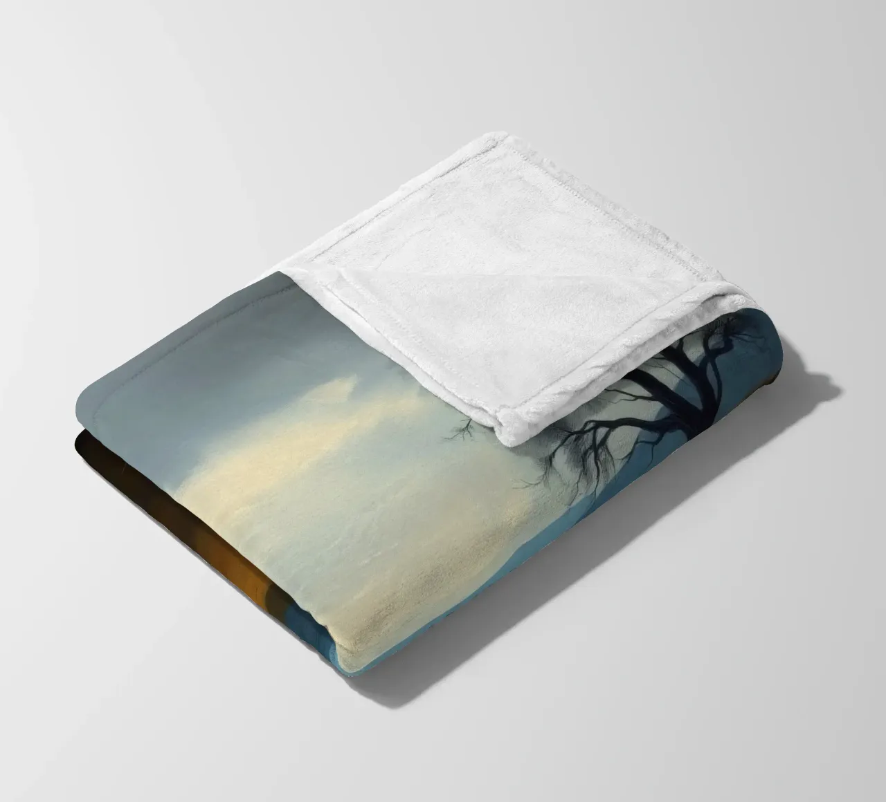 Paesaggio con un albero solitario su dolci colline coperta in pile da DesignDoodle