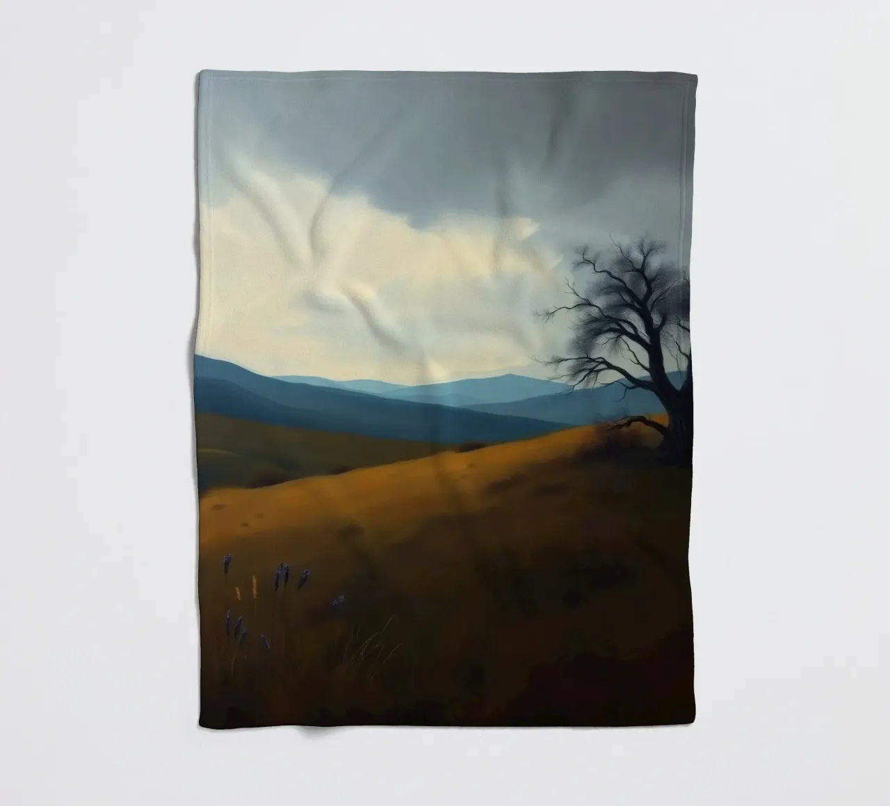 Paesaggio con un albero solitario su dolci colline coperta in pile da DesignDoodle