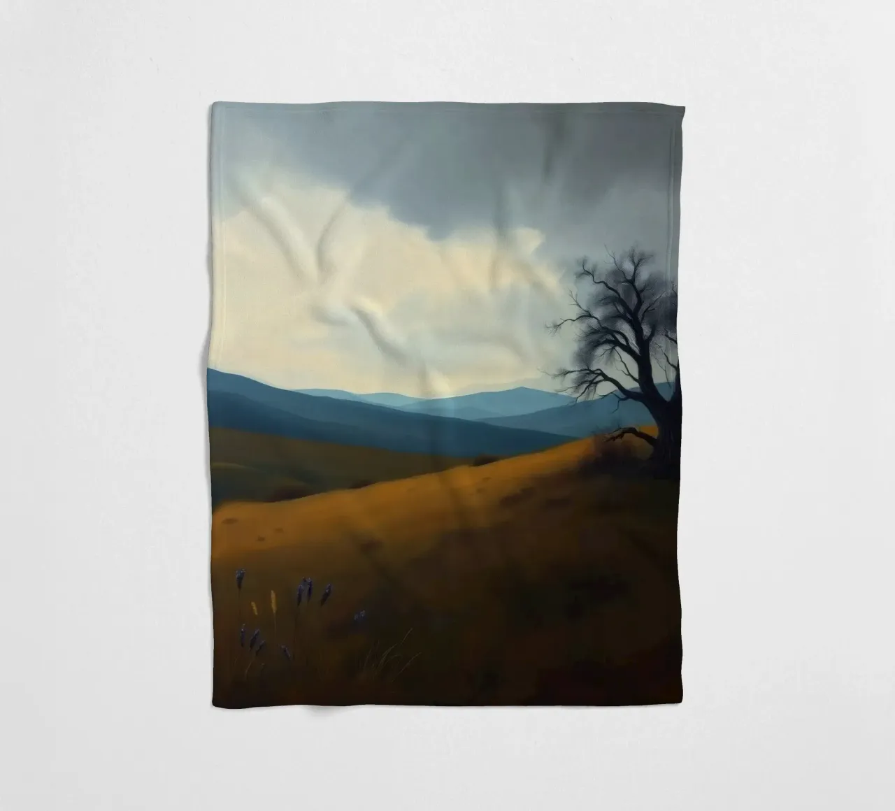 Paesaggio con un albero solitario su dolci colline coperta in pile da DesignDoodle