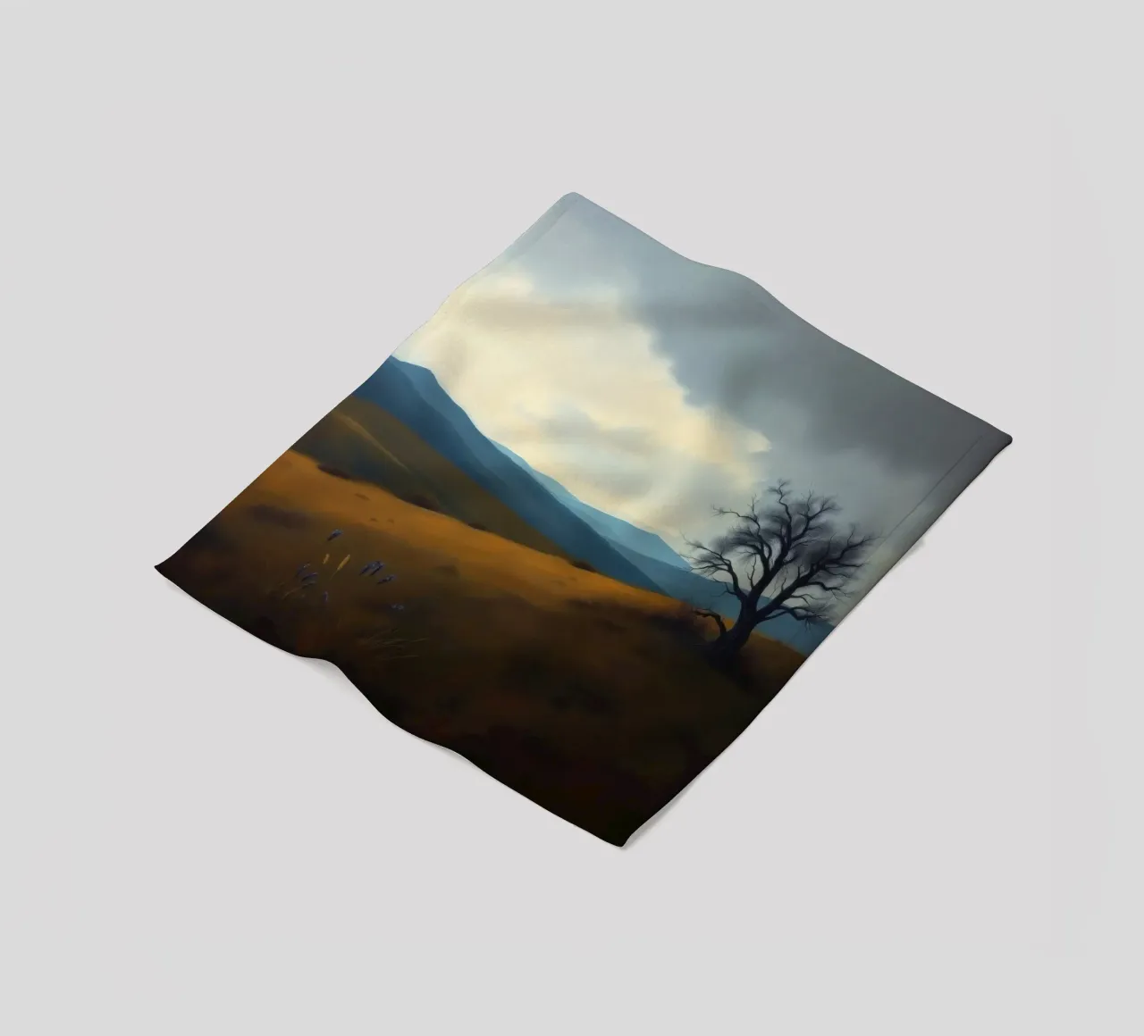 Paesaggio con un albero solitario su dolci colline coperta in pile da DesignDoodle