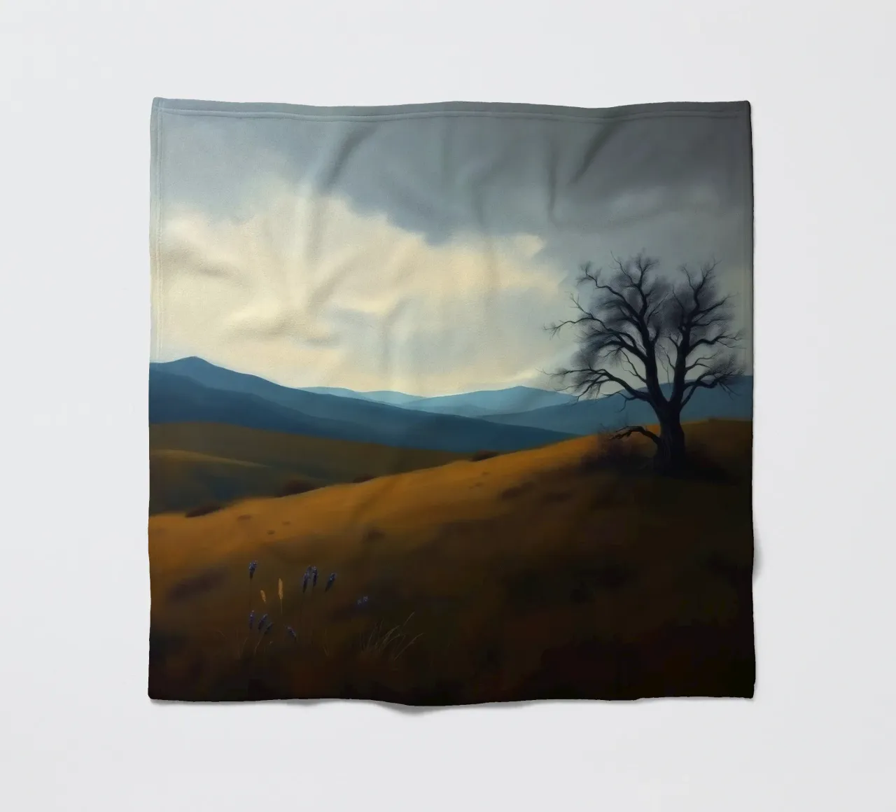 Paesaggio con un albero solitario su dolci colline coperta in pile da DesignDoodle