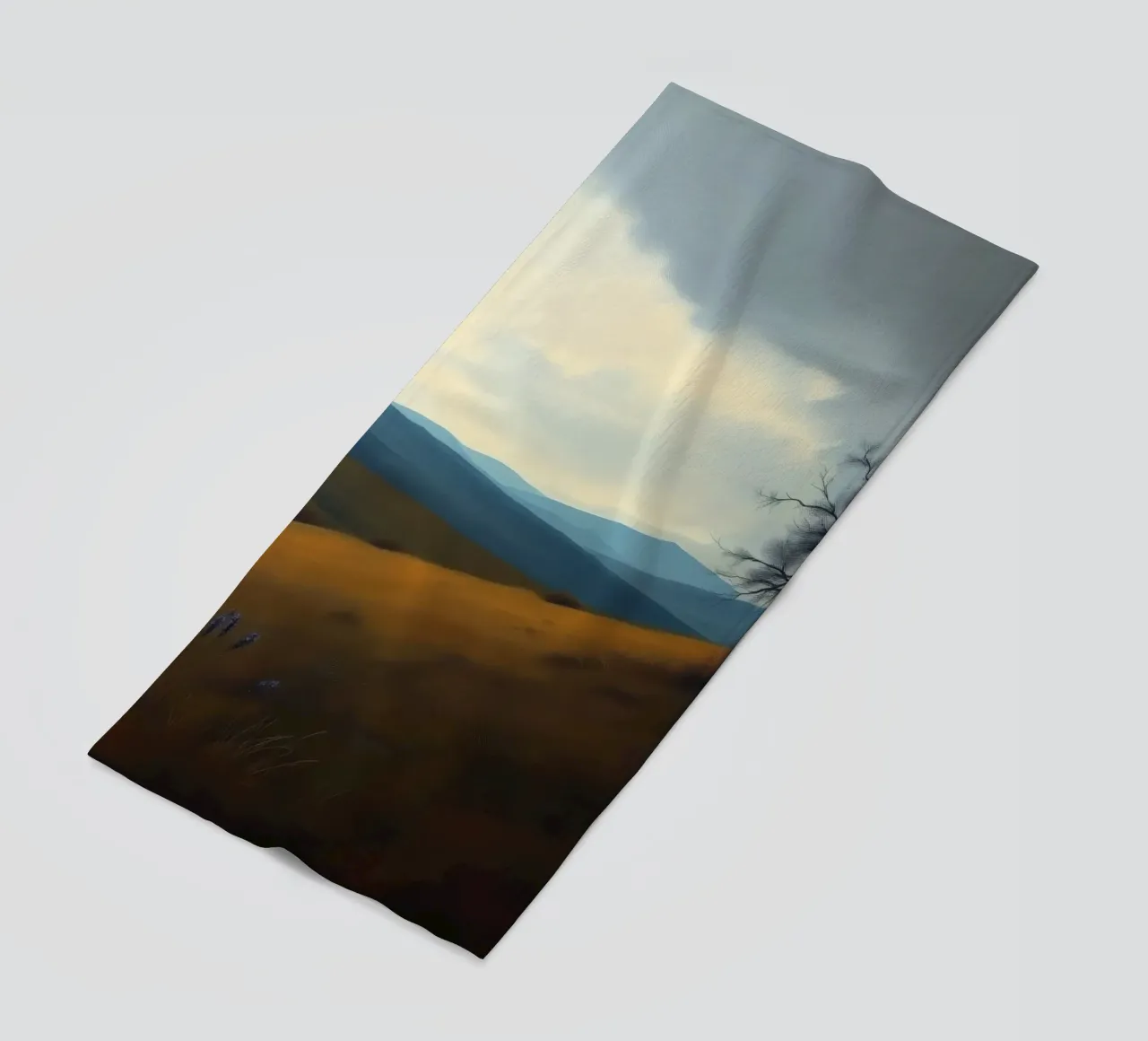 Paesaggio con un albero solitario su dolci colline telo mare da DesignDoodle
