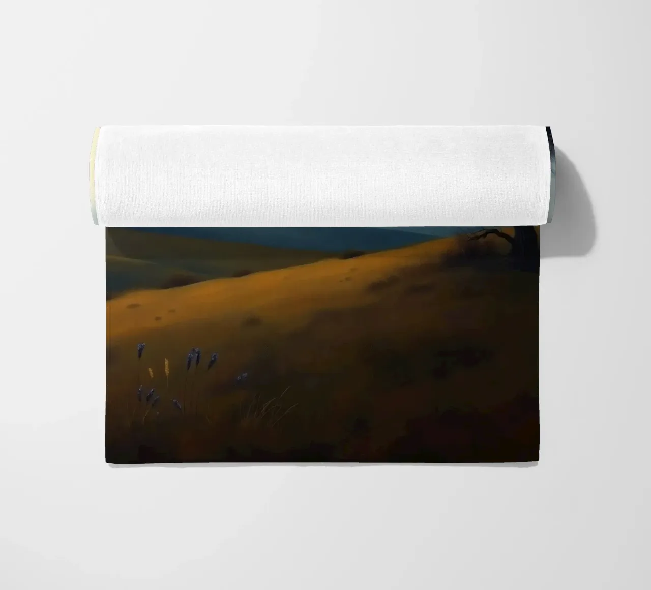 Paesaggio con un albero solitario su dolci colline telo mare da DesignDoodle