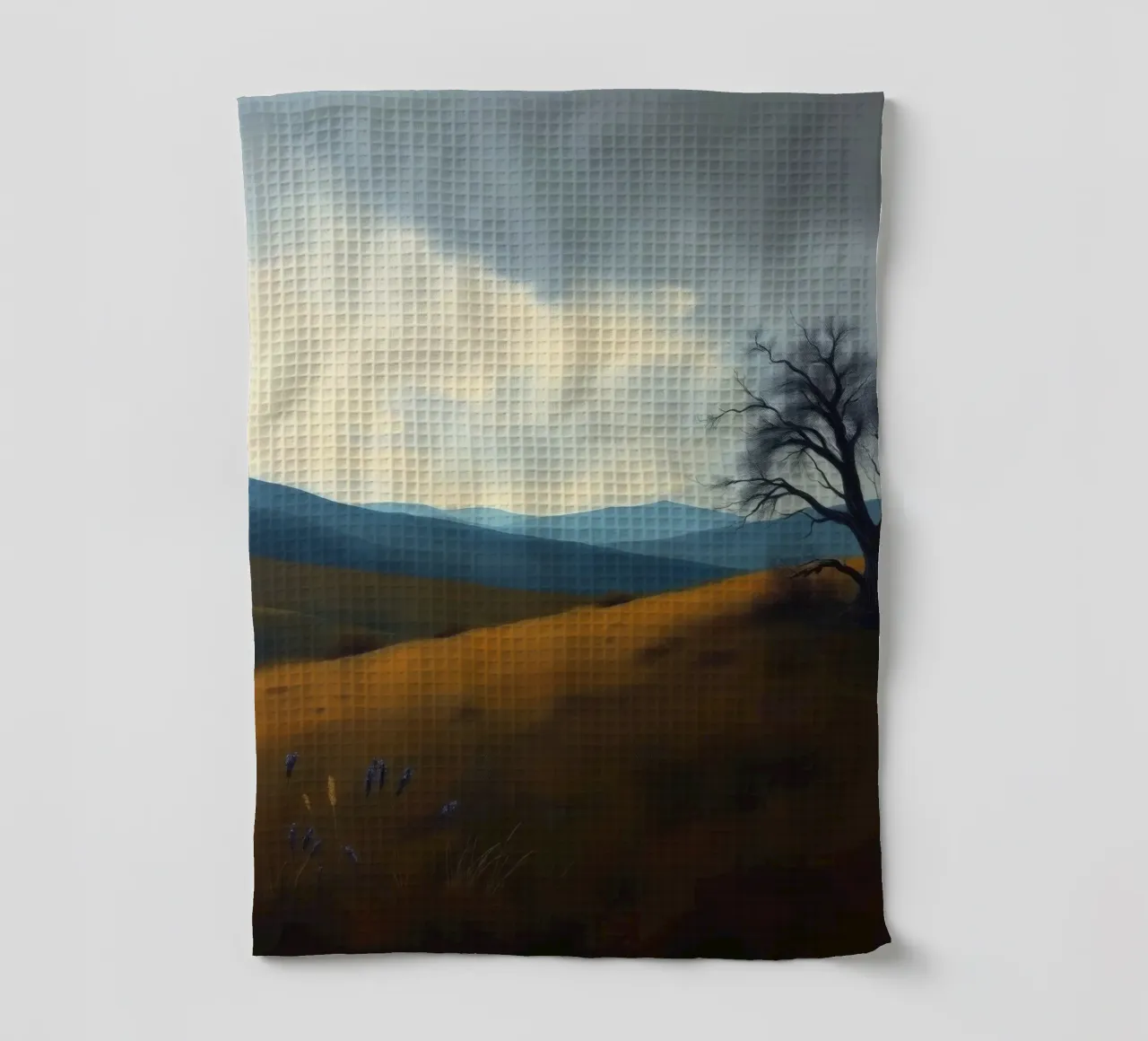 Paesaggio con un albero solitario su dolci colline canovaccio da cucina da DesignDoodle