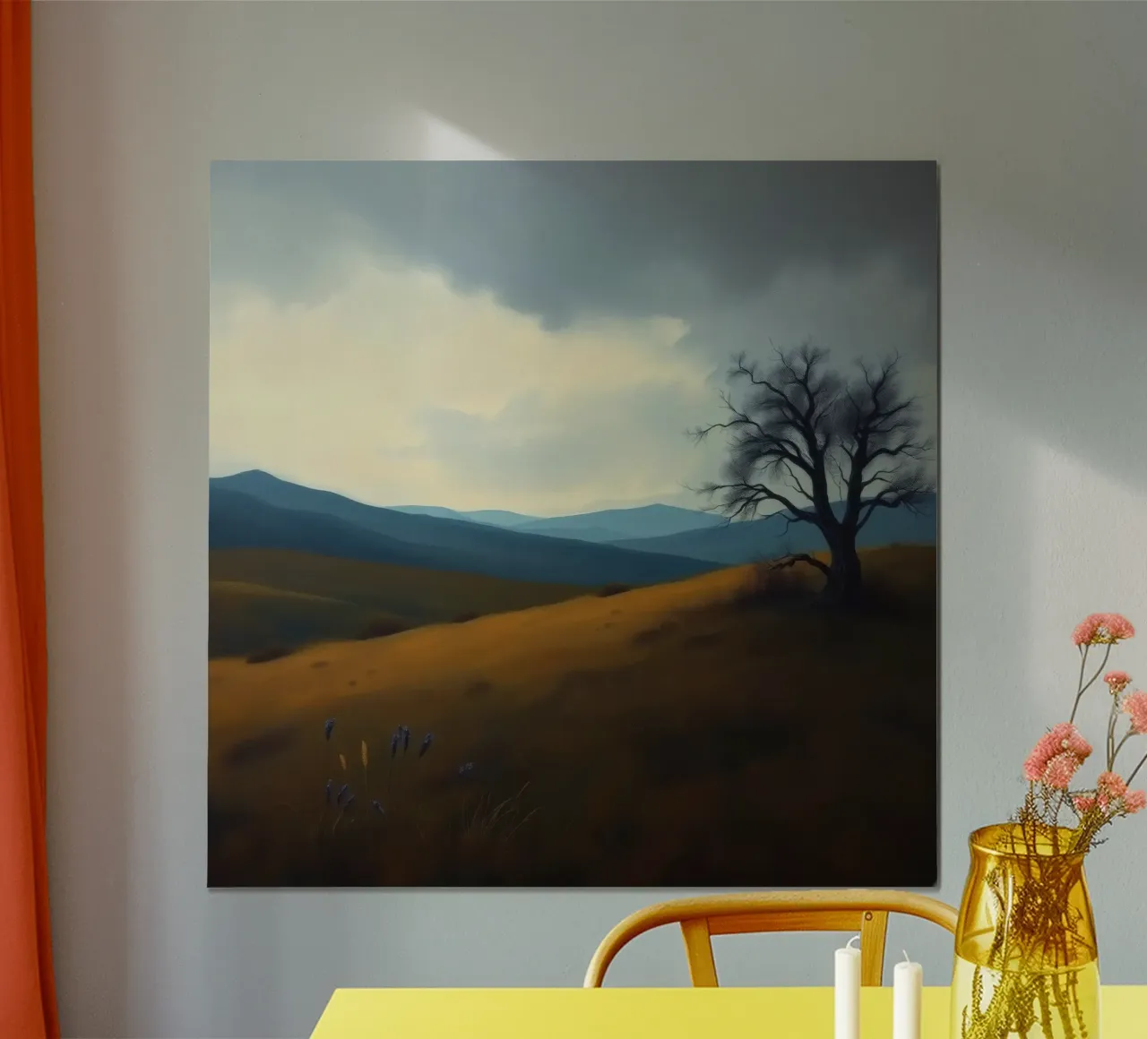 Paesaggio con un albero solitario su dolci colline carta hahnemühle da DesignDoodle