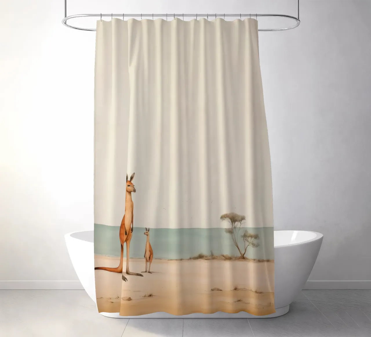 Minimal Känguru 1 Duschvorhang von Minimal Animal Art