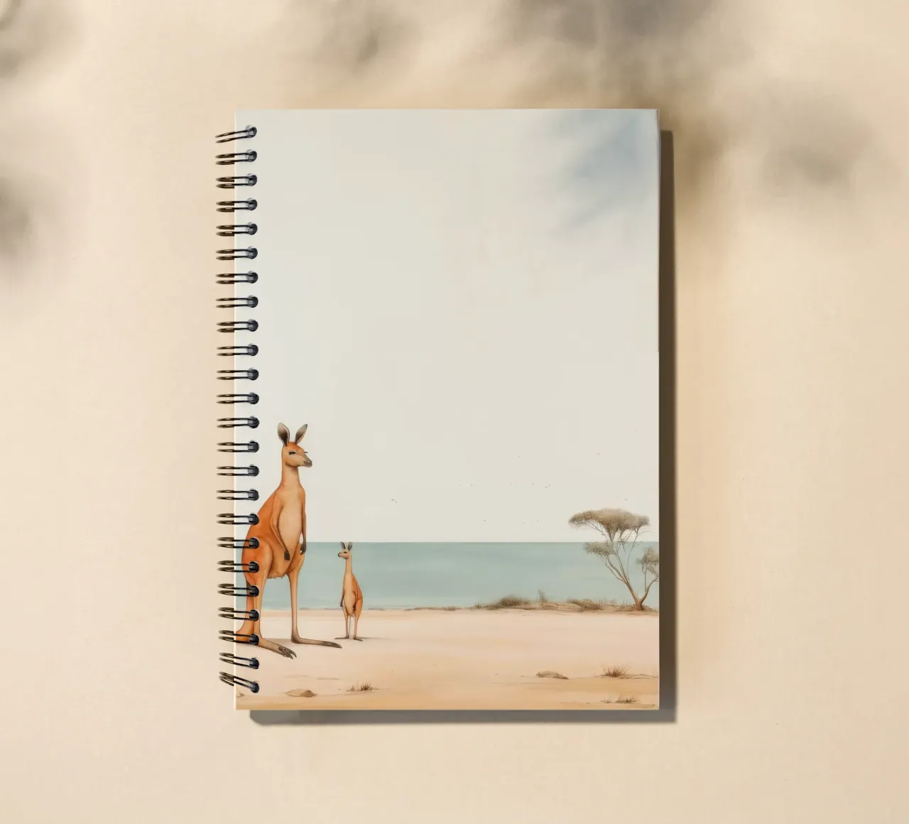 Minimal Kangaroo 1 spiral notebook by Minimal Animal Art