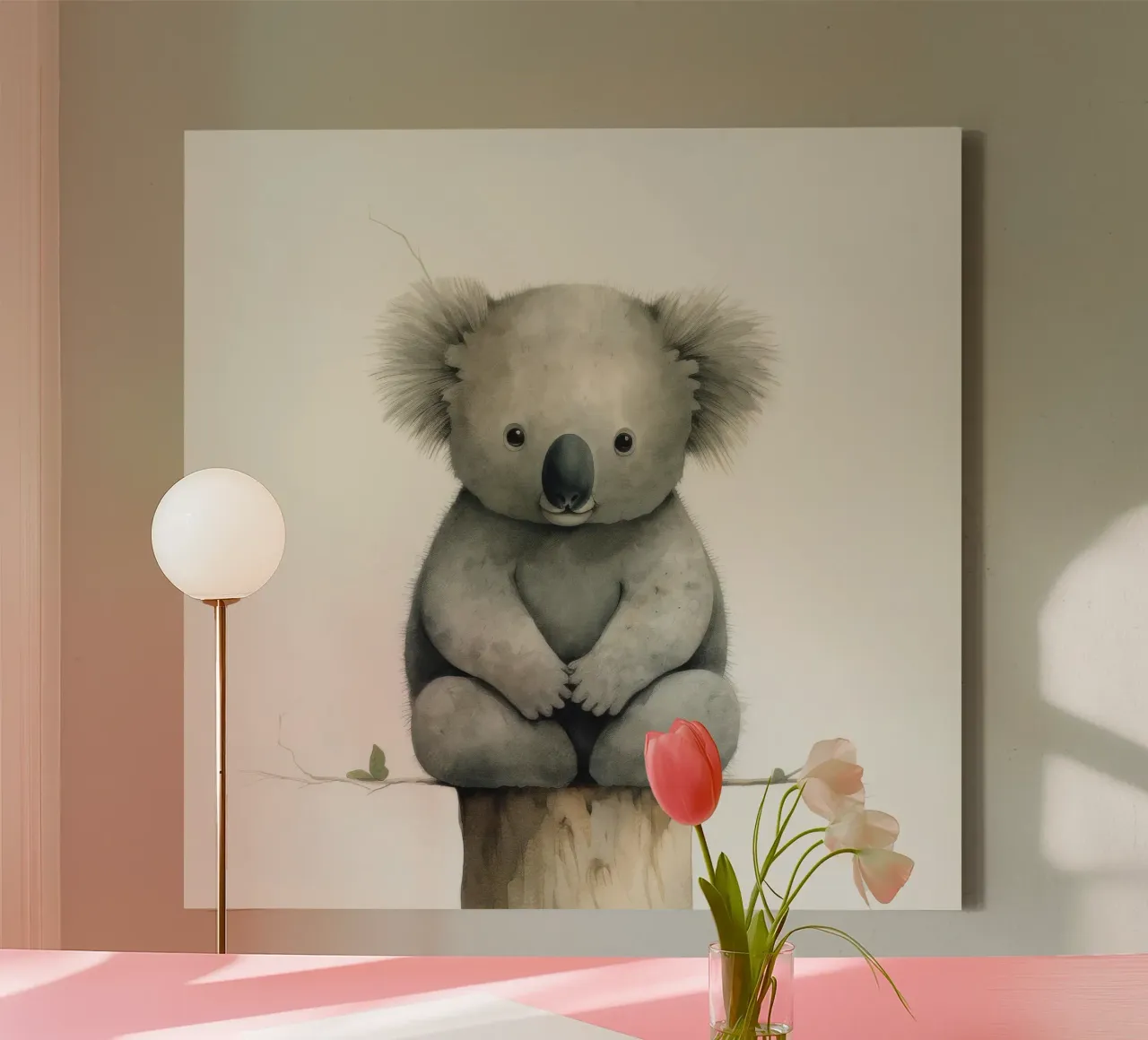 Minimum Koala 4 canvas by Minimal Animal Art