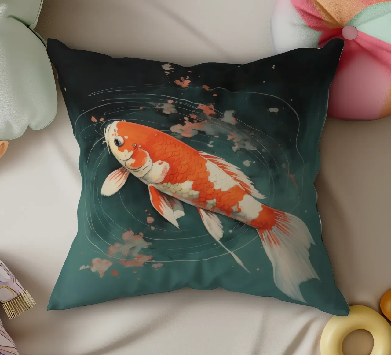 Minimal Koi 2 cuscino da Minimal Animal Art