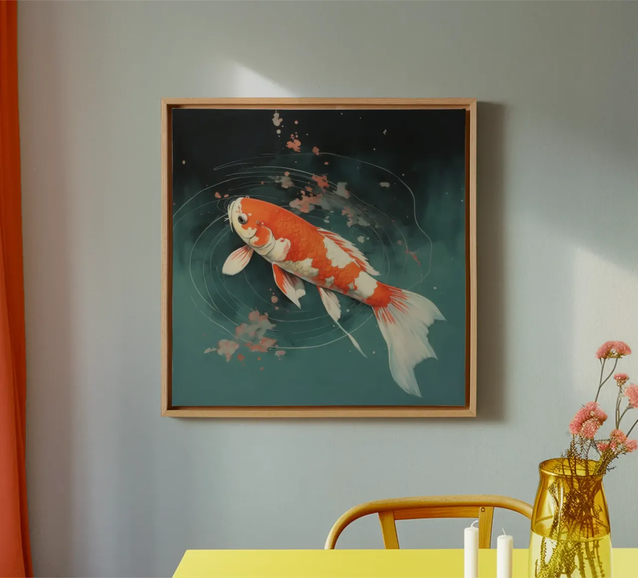 Minimal Koi 2 tela con Cornice a cassetta da Minimal Animal Art