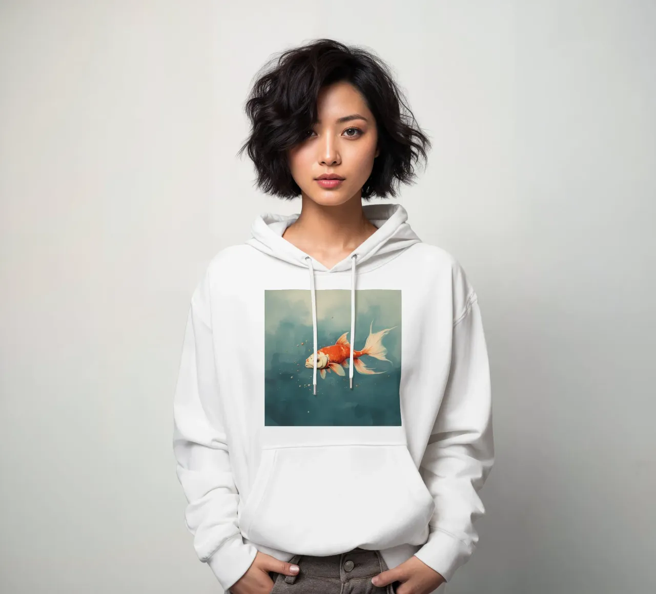 Koi minimo 3 felpa con cappuccio da Minimal Animal Art