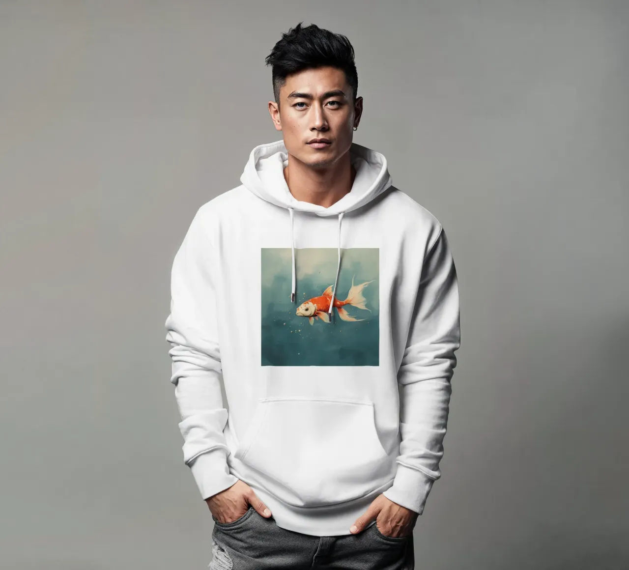 Koi minimo 3 felpa con cappuccio da Minimal Animal Art