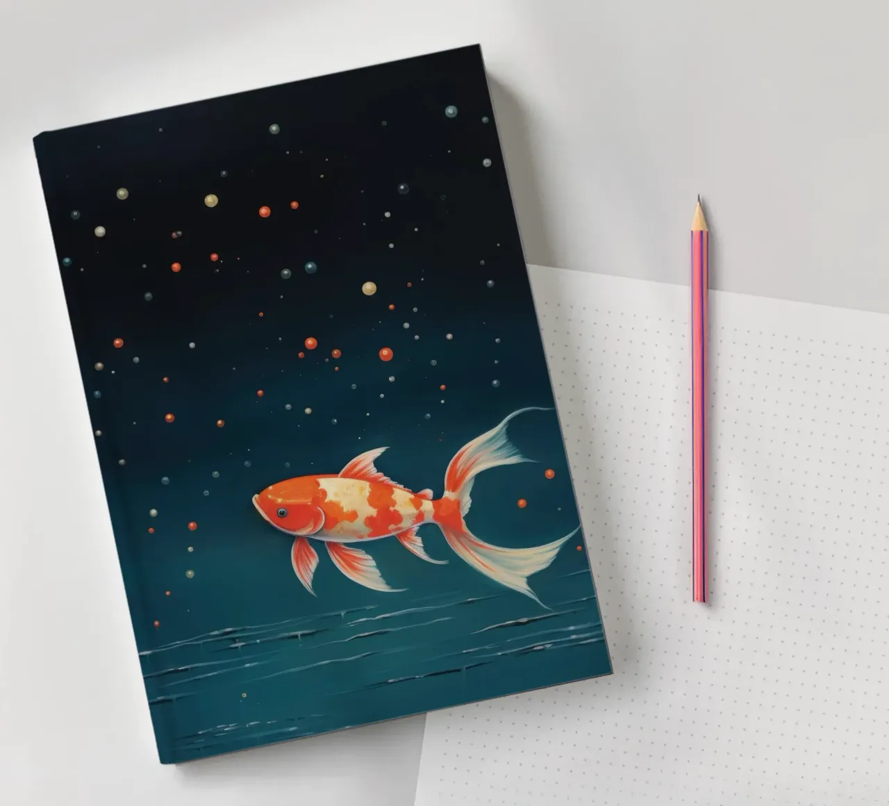 Minimum Koi 4 notebook by Minimal Animal Art